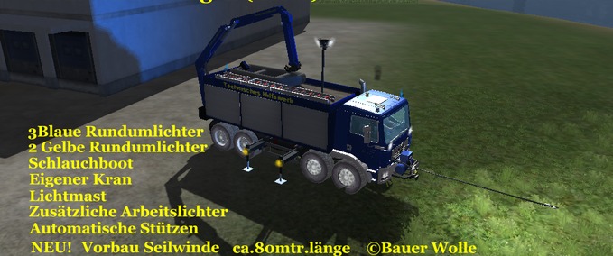 LKWs RW3 Kran mit Seilwinde THW Landwirtschafts Simulator mod