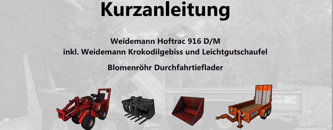 Weidemann Hoftrac 916 D/M Kurzanleitung - Thumbnail 1