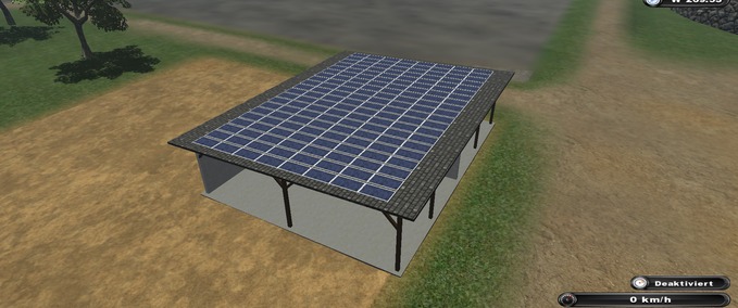 Gebäude Fahrzeughalle mit Solaranlage Landwirtschafts Simulator mod