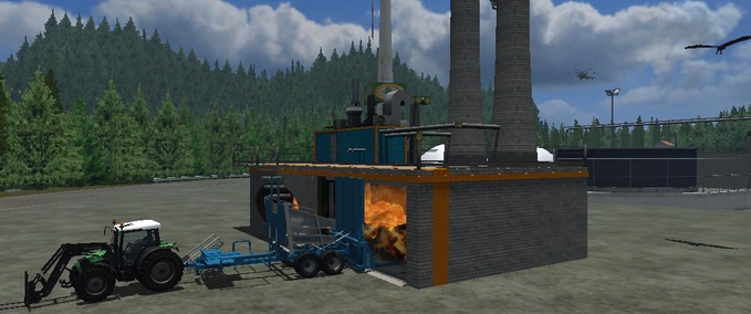 Gebäude mit Funktion Stroh und Holz Heiz Kraftwerk Landwirtschafts Simulator mod