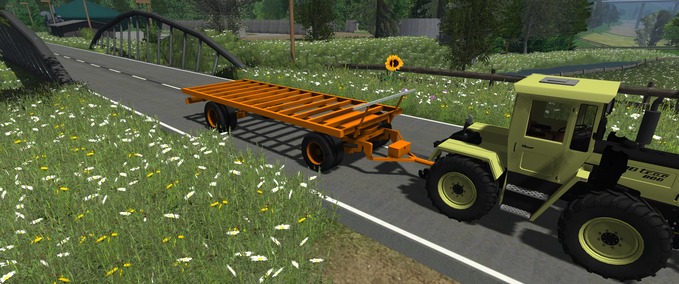 Ballentransport Plateu Ballentrailer Orange Landwirtschafts Simulator mod