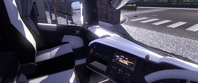 Interieurs Scania Black & White Interior With Carbon Eurotruck Simulator mod