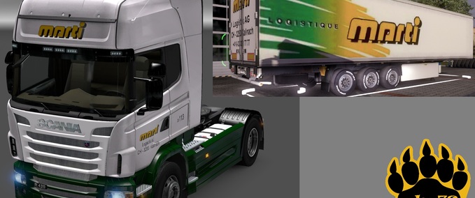 Scania Marti Transporte CH Scania und Trailer Eurotruck Simulator mod