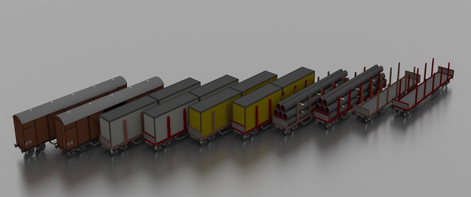 Gebäude 2 Güterwaggons Pack  Landwirtschafts Simulator mod