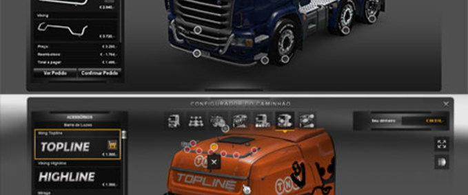 Trucks Beschriftung Scania HIGHLINE TOPLINE  Eurotruck Simulator mod