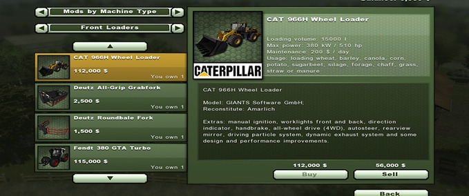 CAT 966H Wheel Loader Mod Image