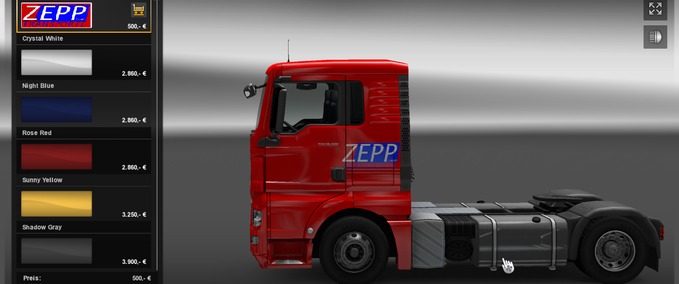 Skins Zepp Transporte Truck+Trailer Eurotruck Simulator mod