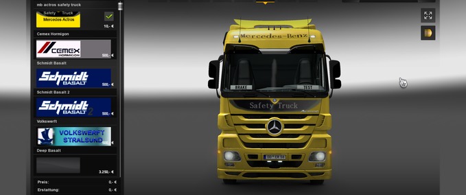 Skins Mercedes Actros Safety Truck Eurotruck Simulator mod