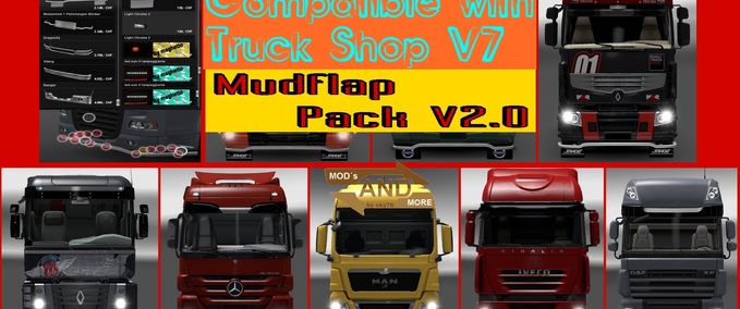 Trucks Front Mudflap Pack Compatible with Truck Shop V7 Eurotruck Simulator mod