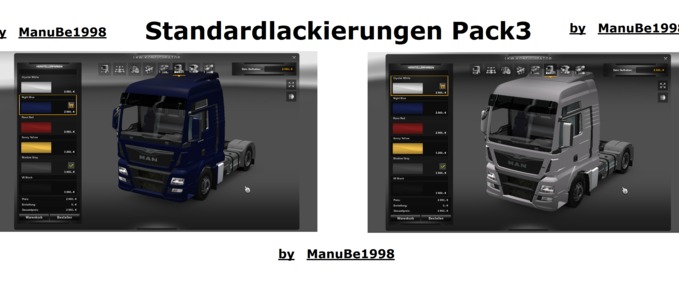 MAN MAN Modell 2013 Euro 6 Stanardlackierungen Pack3/3 Eurotruck Simulator mod