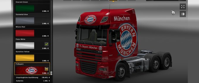 Skins Daf XF Fc Bayern München Eurotruck Simulator mod