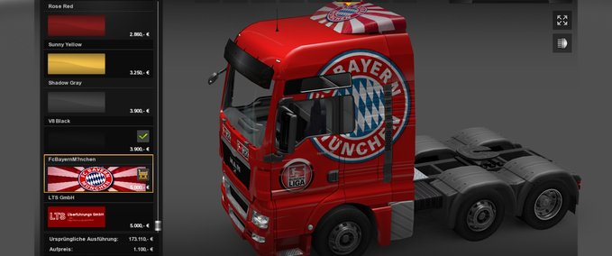 Skins MAN Tgx Fc Bayern München Eurotruck Simulator mod