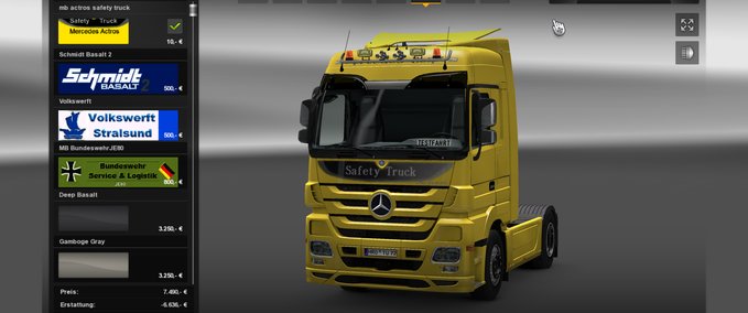 Skins Mercedes Actros Safety Truck Eurotruck Simulator mod