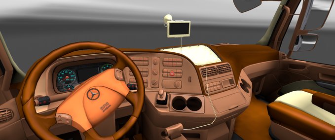 Interieurs Actros Interior Braun Beige mit Navi Eurotruck Simulator mod