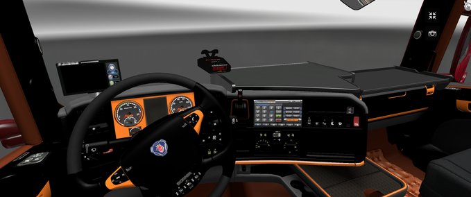 Interieurs Scania schwarz orange Eurotruck Simulator mod