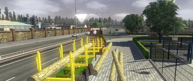 Log-Trailer Wood Trailer With Crane for Logs Eurotruck Simulator mod