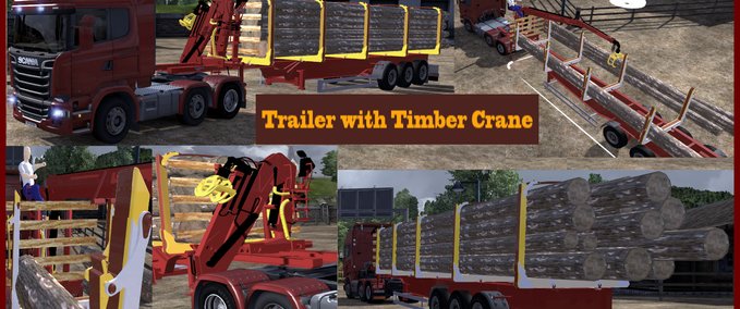 Trailer Trailer with Timber Crane Eurotruck Simulator mod