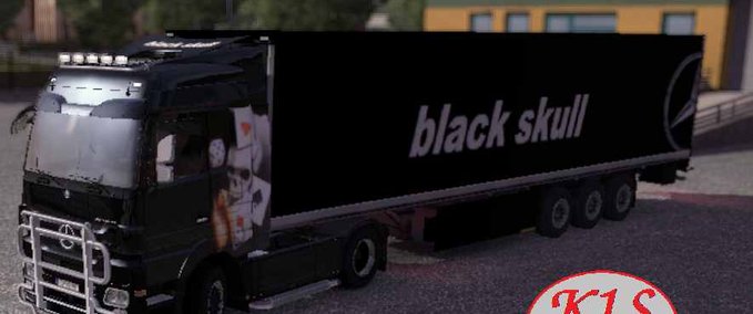 Skins  Benz Actros Trailer Black Skull  Eurotruck Simulator mod