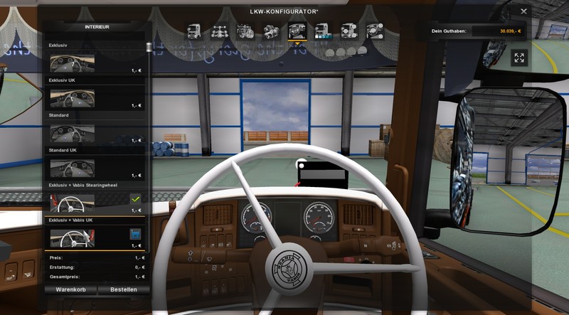ETS2: Vabis steering wheel all Scania v 1.1 fixed Interieurs Mod für  Eurotruck Simulator 2