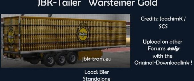 Standalone-Trailer JBK-Trailer Warsteiner Gold Eurotruck Simulator mod