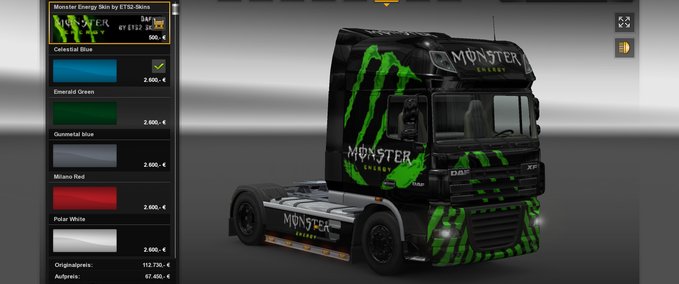 Skins Monster Energy  Eurotruck Simulator mod