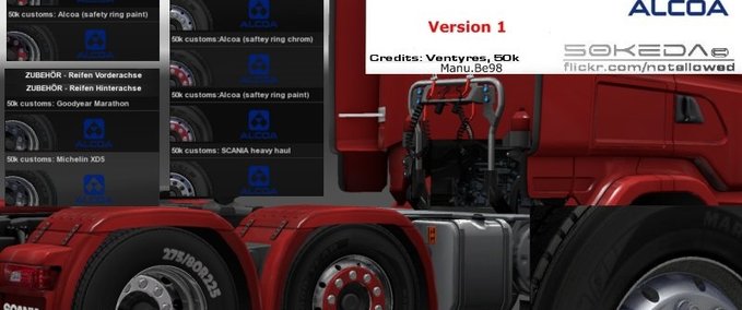 Sonstige 50k Alcoa Scania Reifen Pack Eurotruck Simulator mod