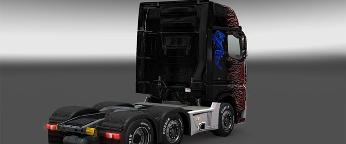 Skins Mercedes New Actros - Red Flame/Blue Dragon Eurotruck Simulator mod