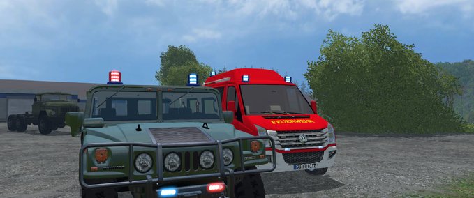 PKWs Der Hummer H1 mit Blau Rotlicht Landwirtschafts Simulator mod