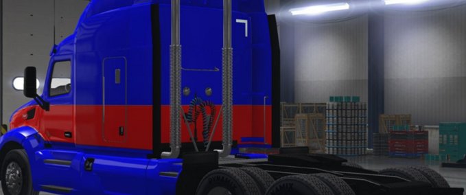 Trucks Peterbilt 579 rot / blau Skin American Truck Simulator mod