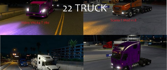 Mods 22 Trucks Xenon Gold Violet Pack American Truck Simulator mod