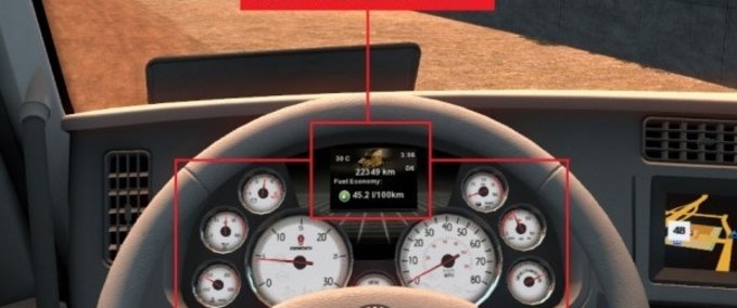 Interieurs Kenworth T680 White Gauges + Colour Info Display  American Truck Simulator mod