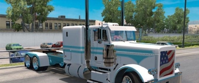 Trucks Peterbilt 389 White/Blue American Truck Simulator mod
