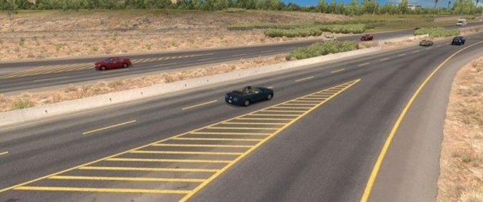 Mods Road Yellow Lines American Truck Simulator mod