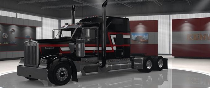 Trucks Kenworth W900 Custom Black, Red and White American Truck Simulator mod