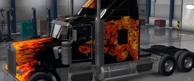 Trucks Kenworth W900 Tigers In Flames American Truck Simulator mod