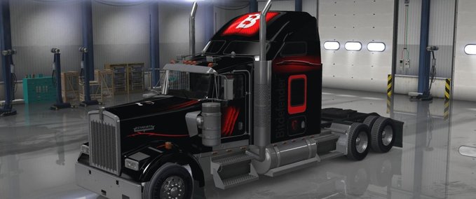 Trucks Bitdefender skin for SCS Kenworth W900 American Truck Simulator mod