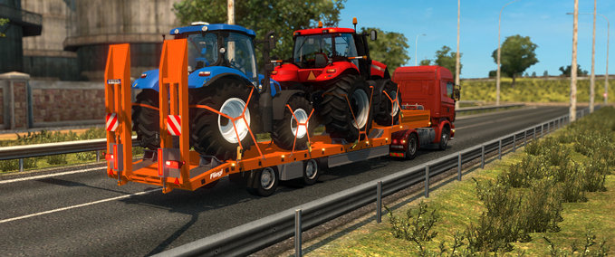 Trailer  Fliegl  New Holland and Case tractors Eurotruck Simulator mod