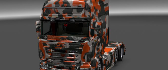Skins Orange Camouflage Skin for RJL SCANIA R (Multi) Eurotruck Simulator mod