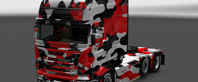 Skins Red Camouflage Skin for RJL SCANIA R (Multi) Eurotruck Simulator mod