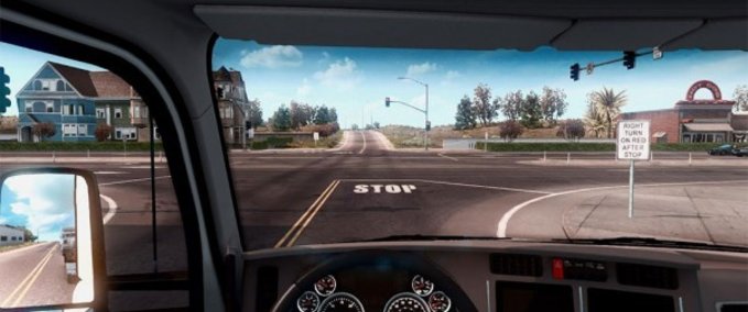 Mods Dirty Windshield Mod + Realistic Lighting + Lens Flare American Truck Simulator mod