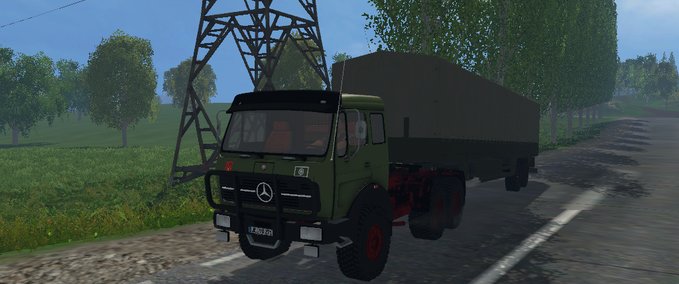 Mercedes Benz MB NG 1632 6x6 mit Planentrailer Landwirtschafts Simulator mod