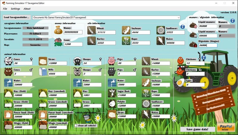 Fs 17 Farming Simulator 2017 Savegame Editor V 2 0 0 Tools Mod Fur Farming Simulator 17