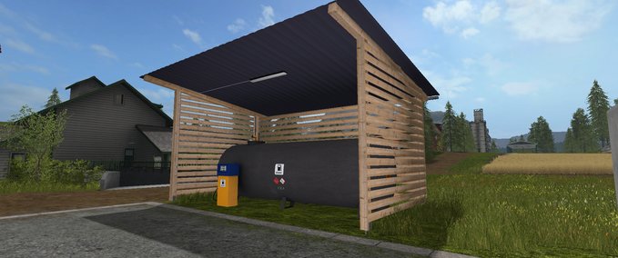 Placeable Objects Gas station with shelter and night light Farming Simulator mod