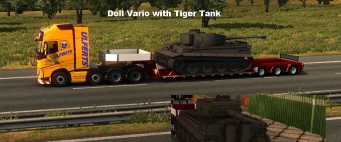 Standalone-Trailer Doll Vario 3Achs with Tiger Tank Eurotruck Simulator mod