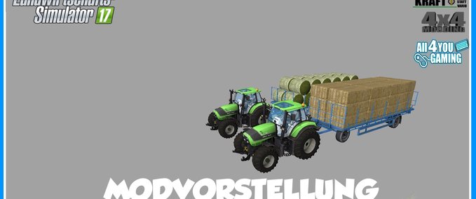 Objekte Deutz Fahr mit Ballenanhänger - GE Version  Landwirtschafts Simulator mod
