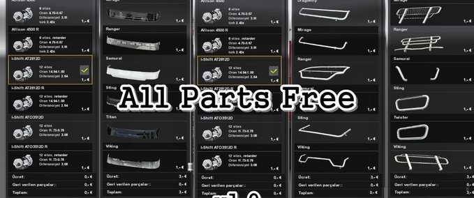 Sonstige All Parts Free [1.27.x] Eurotruck Simulator mod