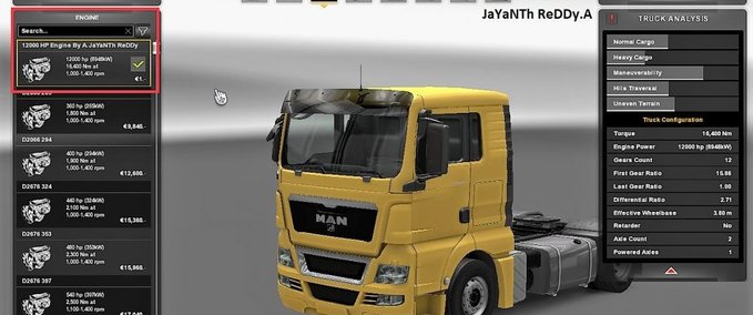 Sonstige 12000 PS Motor für alle LKWs [1.27.x] Eurotruck Simulator mod