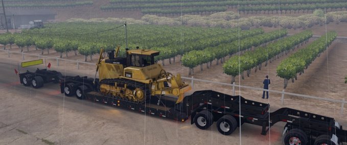 Trailer Long Oversized Trailer Magnitude 55l with a Load Bulldozer American Truck Simulator mod