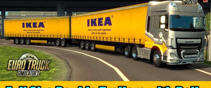 Trailer Double Trailers with Dolly (1.28.x) Eurotruck Simulator mod