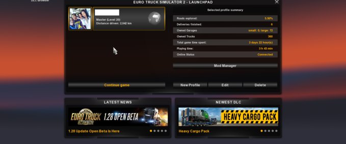 Tools Everything unlocked (profile) Eurotruck Simulator mod